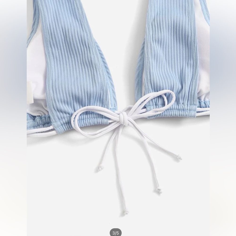 SHEIN Ribbed Drawstring Draw Back Bikini M - Picture 3 of 6